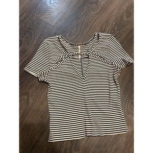 Women's FREE PEOPLE Black & White Striped Cropped Top‎ Size Small